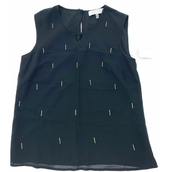 Kasper Black Embellished Beads Sleeveless Tank Lightweight Blouse XS NEW - Picture 3 of 4